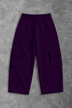 Heavy - Calça Cargo Wide Leg Moletom - Wisent Collections Roxa