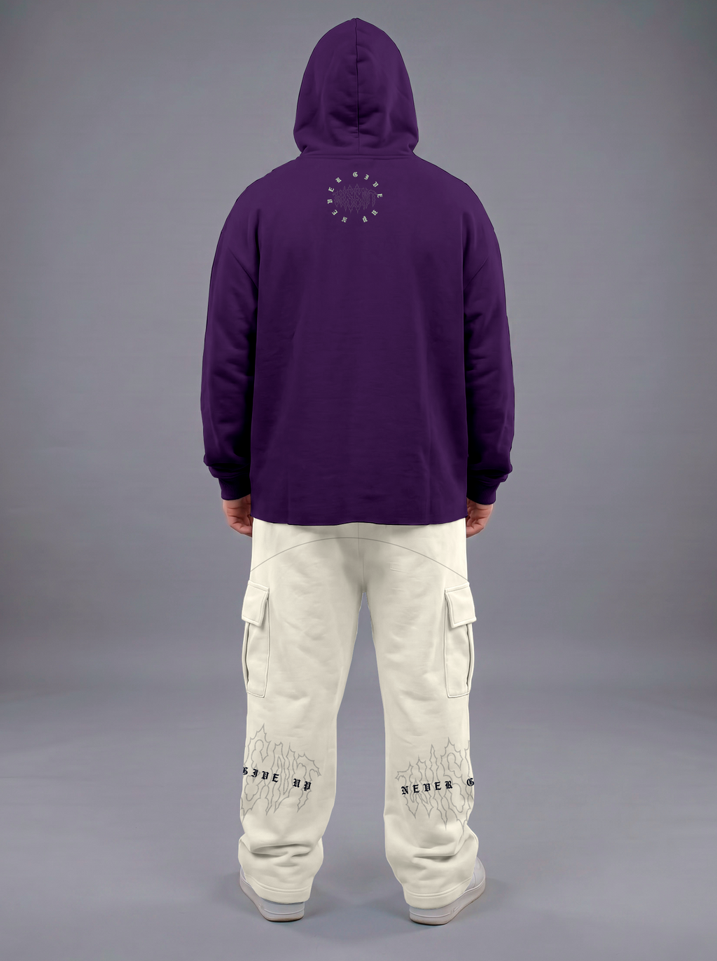 Heavy - Moletom Box Raw Hem - Never Give Up Roxo
