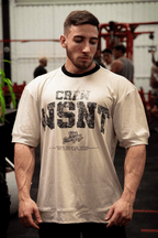 HEAVY - CAMISETA OVERSIZED - TRUE BELONGING - BEGE MESCLA