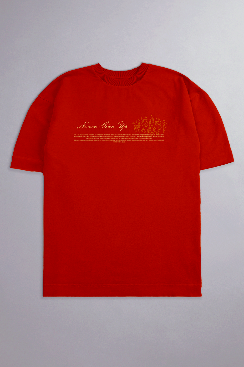 SOFT - CAMISETA OVERSIZED - NEVER GIVE UP VERMELHA