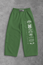 Heavy - Calça Cargo Wide Leg Moletom - Wisent Collections Verde Pistache