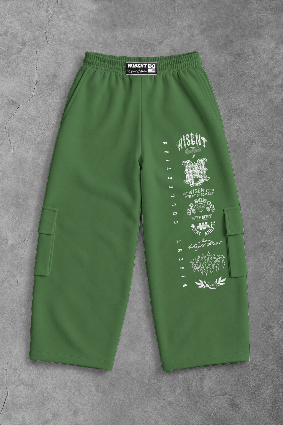Heavy - Calça Cargo Wide Leg Moletom - Wisent Collections Verde Pistache
