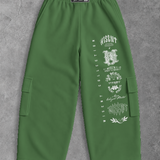 Heavy - Calça Cargo Wide Leg Moletom - Wisent Collections Verde Pistache