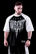 Soft - Camiseta Oversized Raglan - Wisent Crew  Preta/Branca