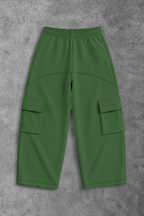Heavy - Calça Cargo Wide Leg Moletom - Wisent Collections Verde Pistache