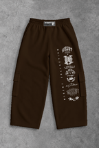 Heavy - Calça Cargo Wide Leg Moletom - Wisent Collections Marrom