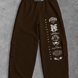 Heavy - Calça Cargo Wide Leg Moletom - Wisent Collections Marrom