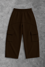 Heavy - Calça Cargo Wide Leg Moletom - Wisent Collections Marrom