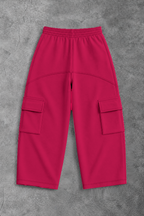 Heavy - Calça Cargo Wide Leg Moletom - Wisent Collections Rosa