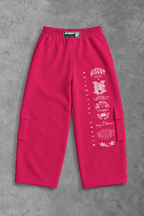 Heavy - Calça Cargo Wide Leg Moletom - Wisent Collections Rosa