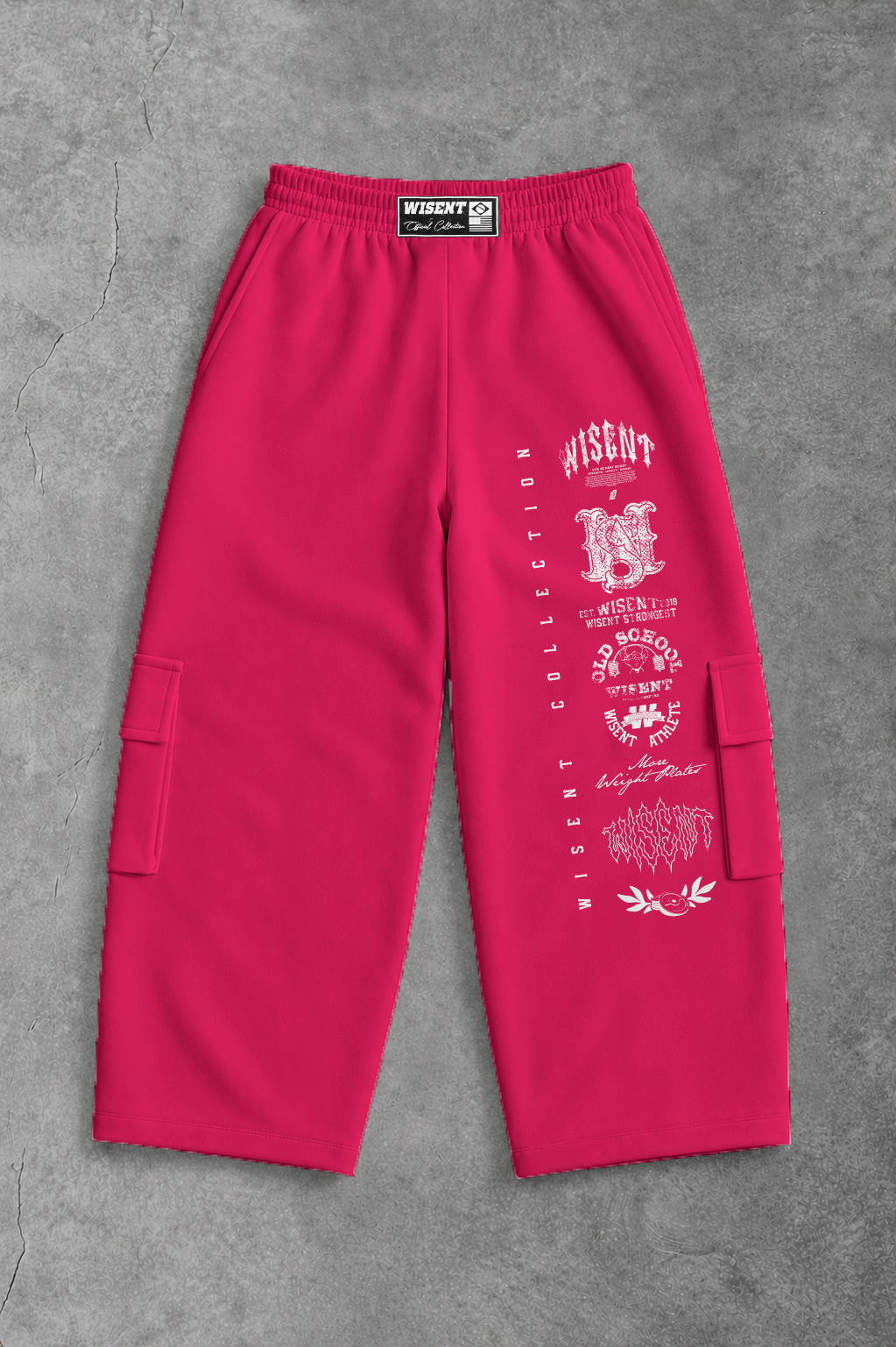 Heavy - Calça Cargo Wide Leg Moletom - Wisent Collections Rosa