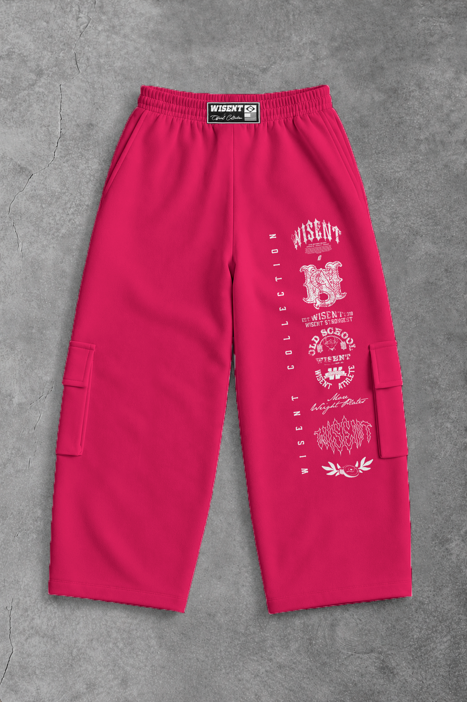 Heavy - Calça Cargo Wide Leg Moletom - Wisent Collections Rosa