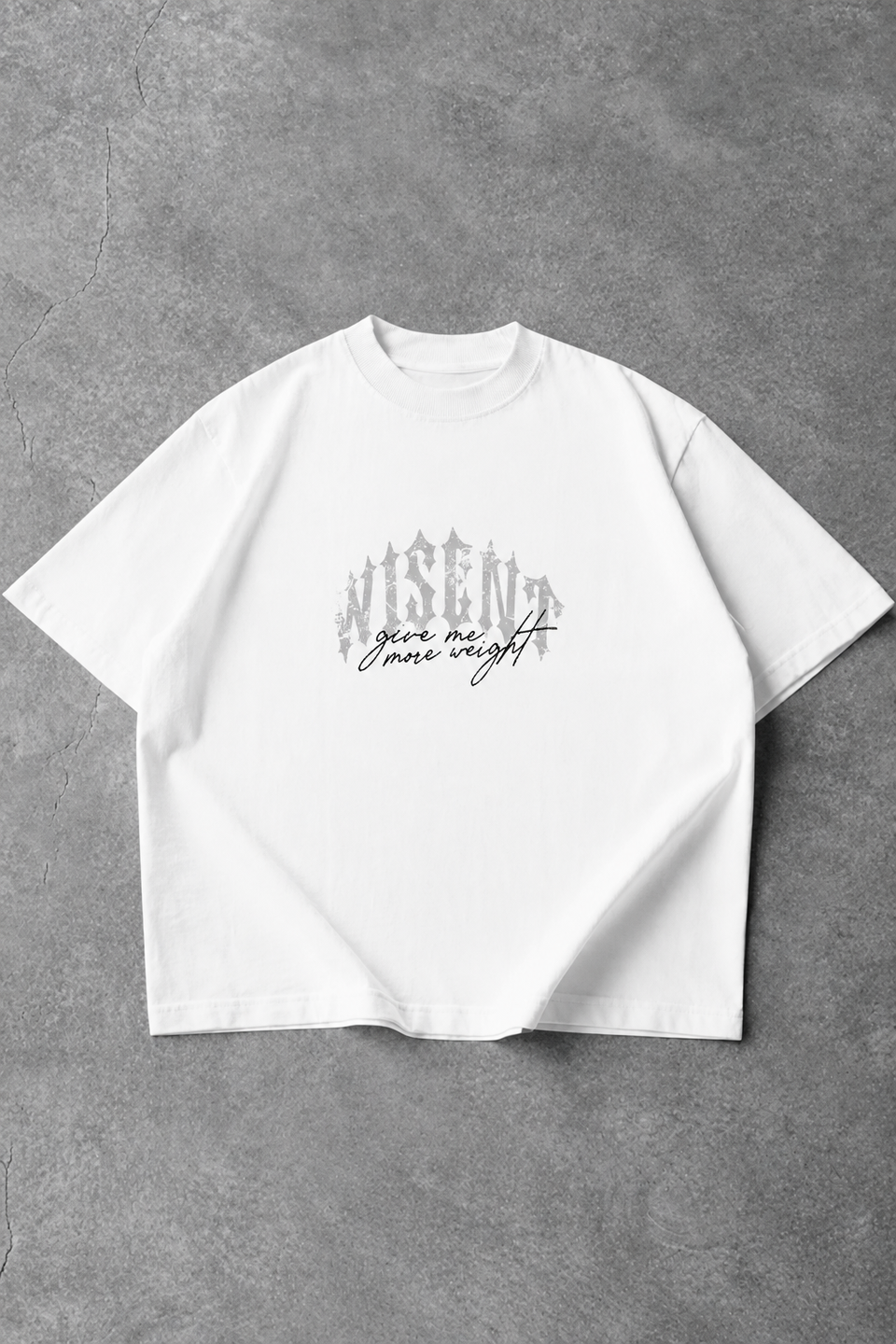 Soft - Camiseta Oversized - Give Me More Weight Darkness Branca