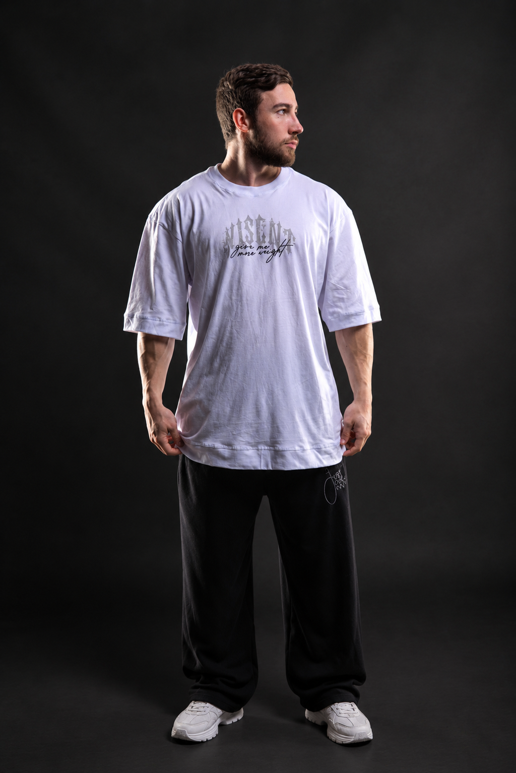 Soft - Camiseta Oversized - Give Me More Weight Darkness Branca