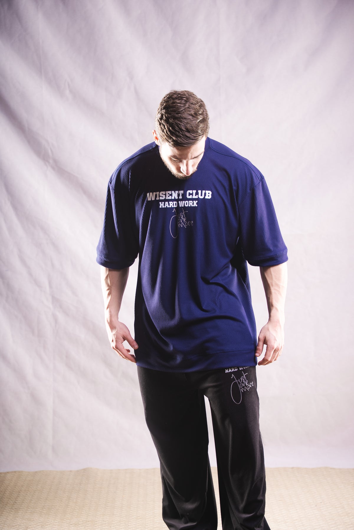 Canelada - Camiseta Oversized - Hard Work Just One More Azul Marinho